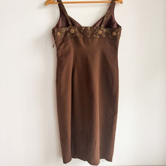 Michale Kors Made in Italy 2006 Raw Silk Beaded embroidered Bodycon Dress 8 - Picture 5 of 12
